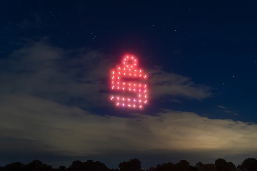 sparkasse logo bei drohnenshow